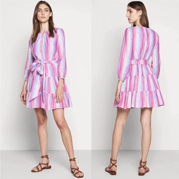 J. Crew Belted Button Up Dress in Pastel Stripe - Picture 5 of 12